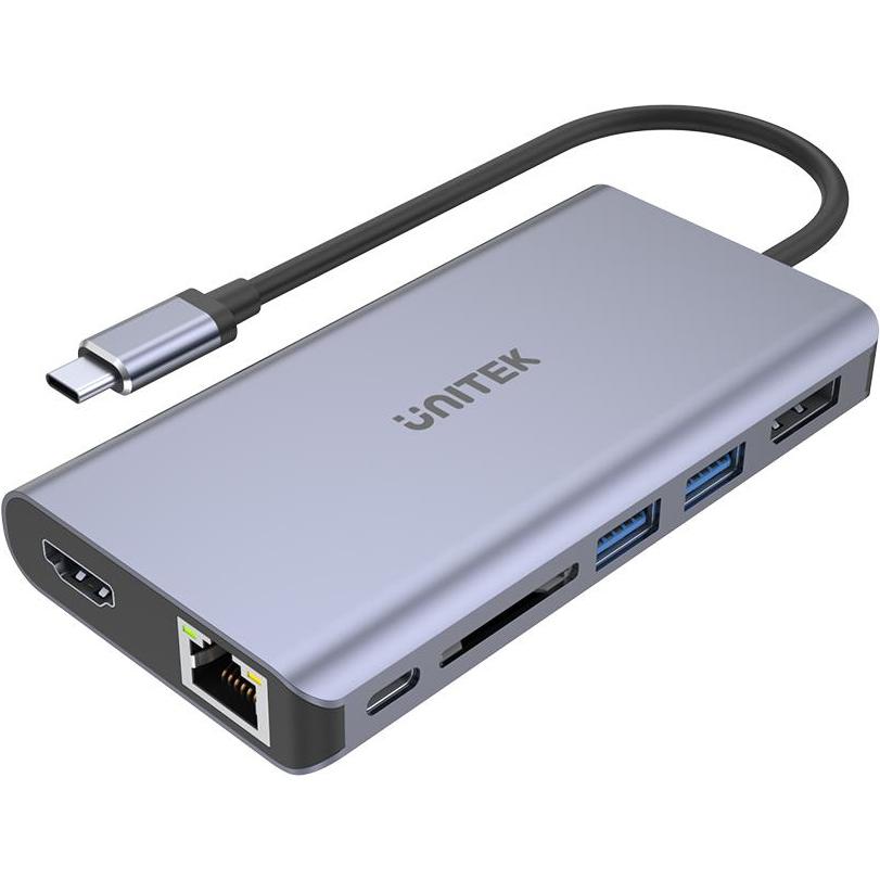 Unitek uHUB S7 (USB-C, 2 Ports), Dockingstation + USB Hub, Grau