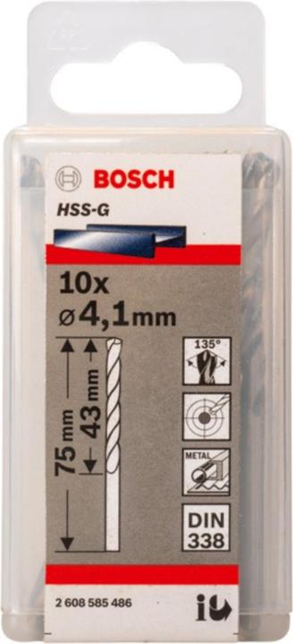 Actual product image Bosch Professional Zubehör PRO Metal HSS-G twist drill, 4.1 x 43 x 75 mm (4.1 mm)