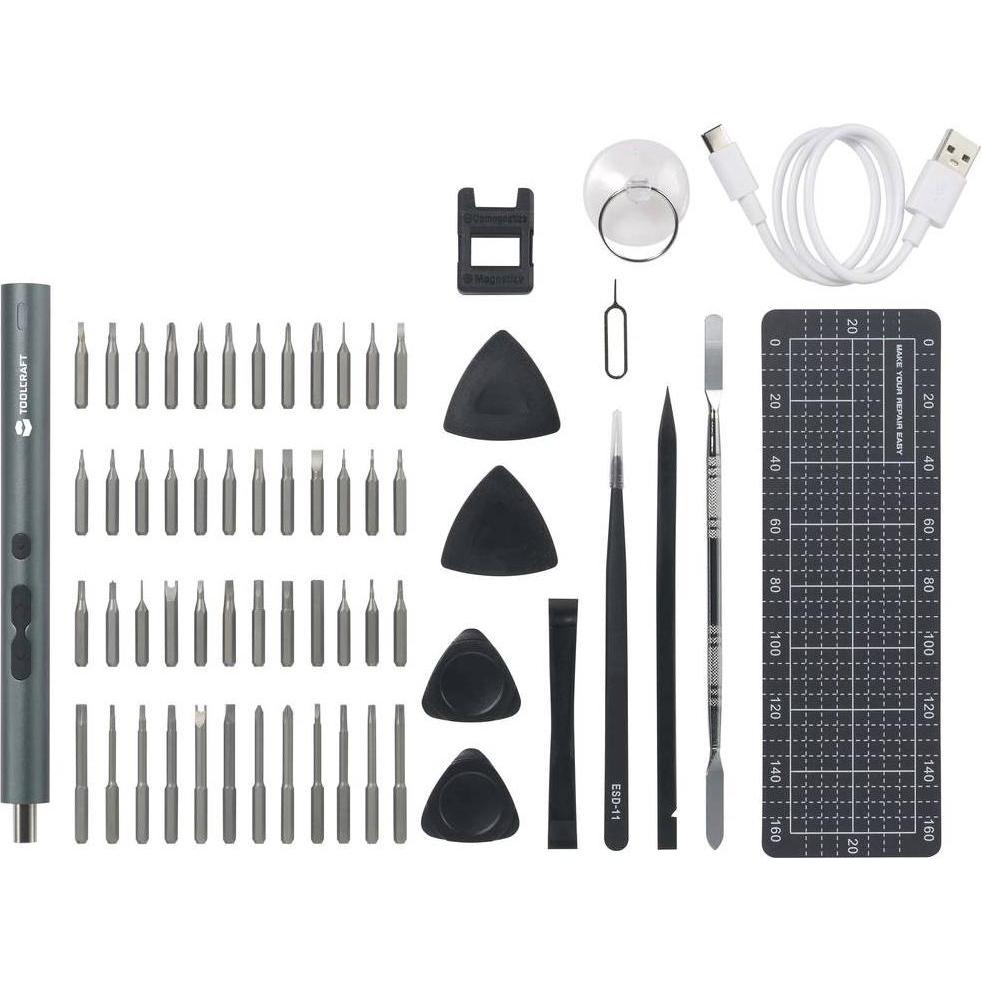 Thumbnail - Toolcraft, Bohrmaschine + Akkuschrauber, TO-9610278 E-Schraubendreher 3.7 V 350 mAh Lithium inkl. Ladekabel (Akkubetrieb...