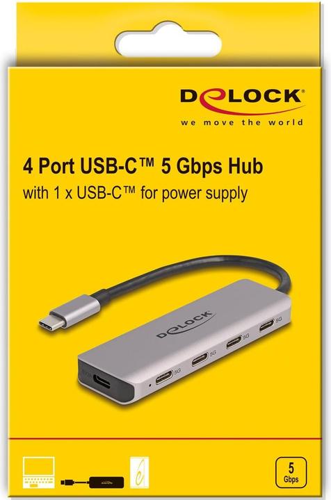 Image du produit Delock Hub USB 5 Gbps 4 ports USB Type-C avec connecteur USB Type-C (USB-C, 4 ports)