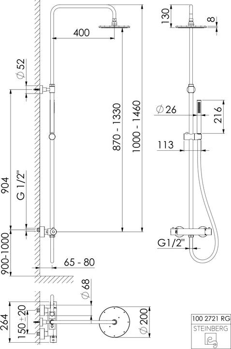 Produktbild Steinberg Serie 100 Duschsystem, Regenbrause rund, 1002721