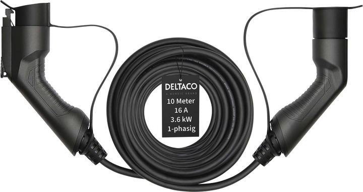 Image du produit Deltaco Câble de type 2 vers type 1 (Type 2, 3.60 kW, 16 A, 10 m)