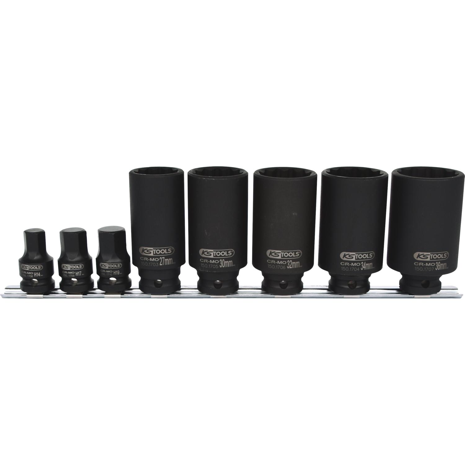 KS Tools, Steckschlüssel + Stecknuss, 1/2" Spezial-Gelenkwellen-Stecknuss-Satz, 8-tlg