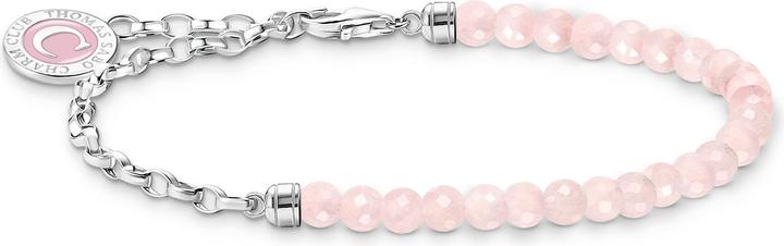 Image du produit Thomas Sabo Charm bracelet avec perles de quartz rose et maillons en argent (19 cm, Émail, Argent 925)