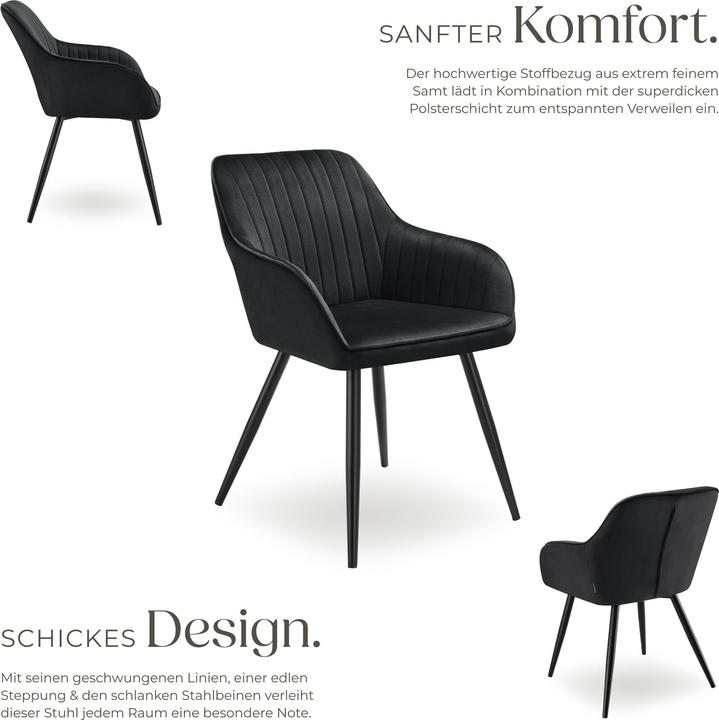 Actual product image tectake Chair Marilyn, Velvet look, quilted