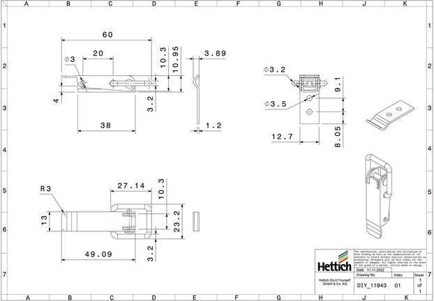 Immagine prodotto Hettich Kistenverschluss 13 x 49 mm