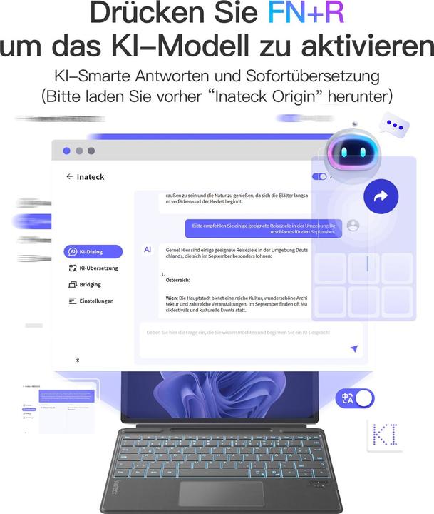 Image du produit Inateck Keyboard Surface gray, Sureface Pro 8-11 Compatible (DE, Sans fil)