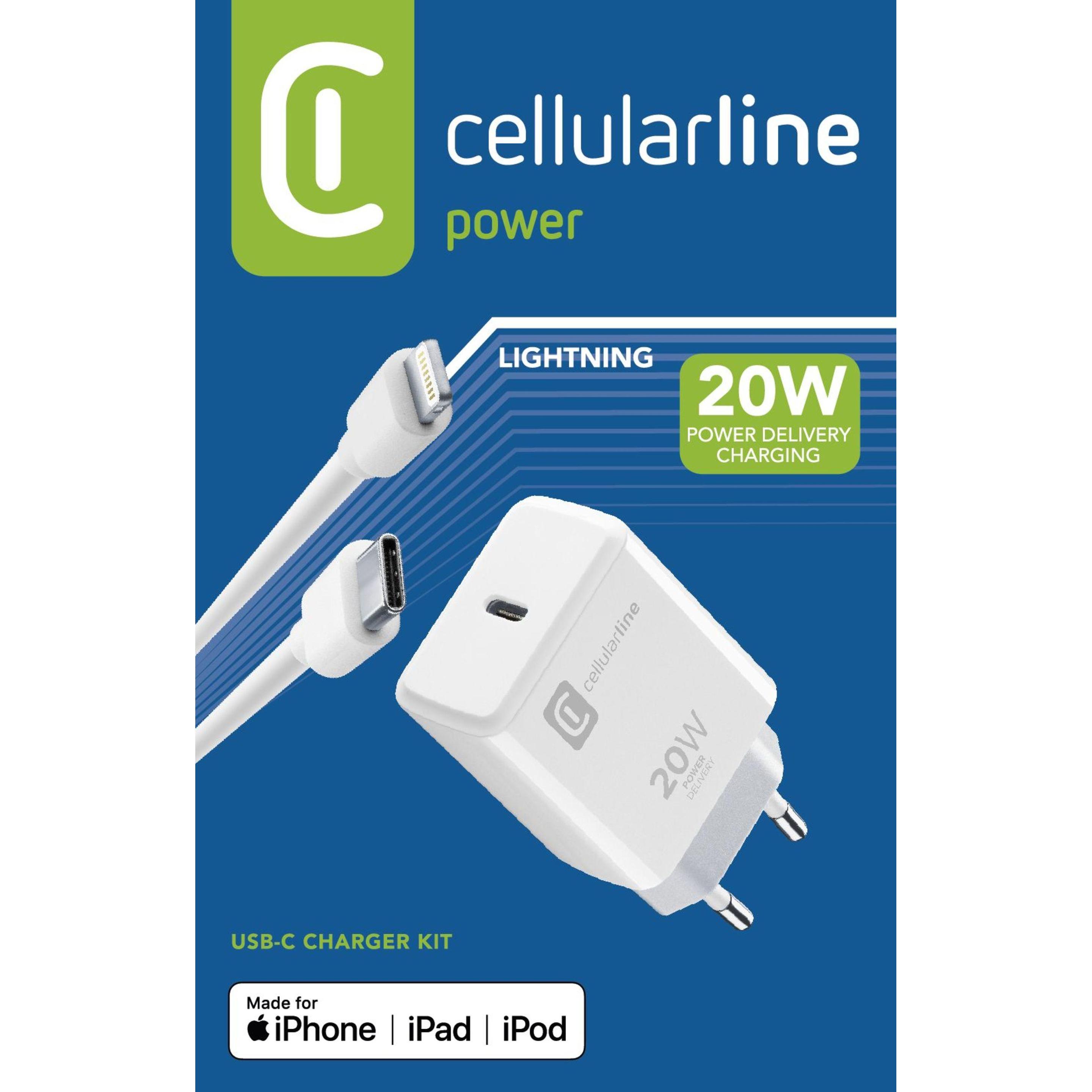 Thumbnail - Cellularline USB-C Charger Kit (20 W), USB Ladegerät, Weiss