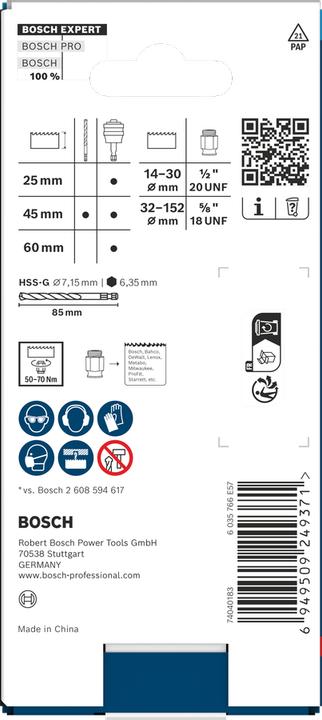 Produktbild Bosch Professional Zubehör EXPERT Power Change Plus Umrüst-Set, HEX Schaft 11 mm, HSS-G, 7,15 x 45 x 85 mm, 2 Adaptermuttern (7.15 Millimeter)