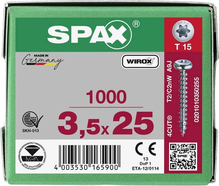 Image du produit Spax Vis pour panneaux d'aggloméré PH T15 3,5x25 mm (1000 Vis par pièce)