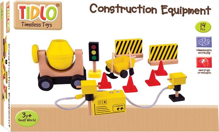 Actual product image Bigjigs Tidlo wooden doll's house, construction worker, building material, 1