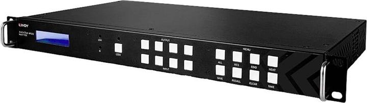 Actual product image Lindy 4x4 HDMI 4K60 Matrix with Video Wall Scaling Uninterrupted switching between 4 Displays & 4
