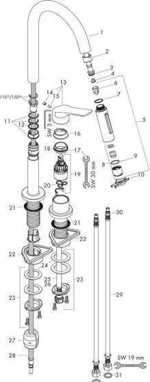 Image du produit Axor Mitigeur monocommande 2-L pour évier CITTE DN 15, avec douchette extractible chromé
