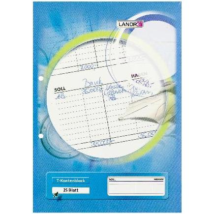 Landré, Heft + Block, A4 kopfgeleimter T-Kontenblock (A4, Harter Einband)
