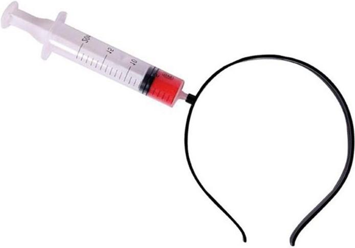 Actual product image PhoneLook Headband Headband scary disguise with fake blood syringe