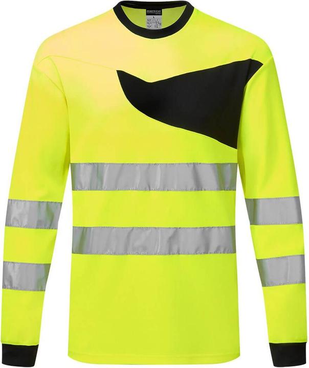 Actual product image Portwest Mens PW2 Hi-Vis Long-Sleeved T-Shirt (XL)
