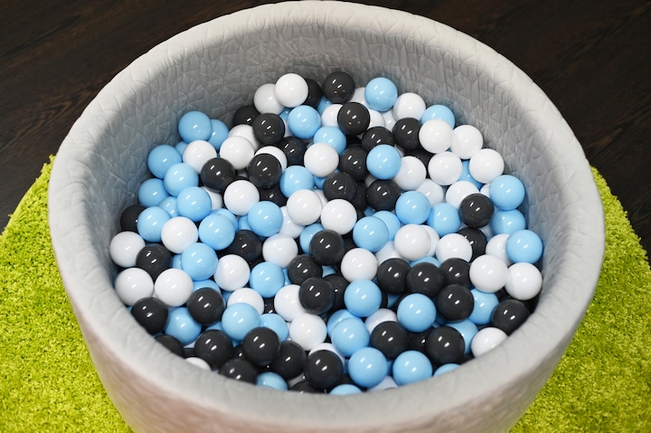 Actual product image Knorrtoys Ball pool soft - "Cosy geo grey" - 300 balls cream/grey/lightblue (approx. 6cm diameter)