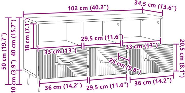 Produktbild vidaXL TV-Schränk (34.50 x 102 x 50 cm)