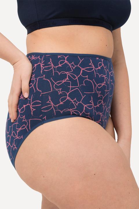 Produktbild Ulla Popken Maxislips, 3er-Pack, Herzen/einfarbig (42, 44, 3er Pack)