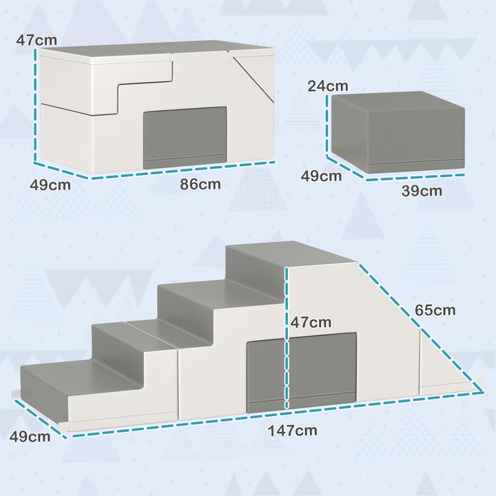 Actual product image Homcom Kinder-Softplay-Set Kunstleder, Schaumstoff Grau