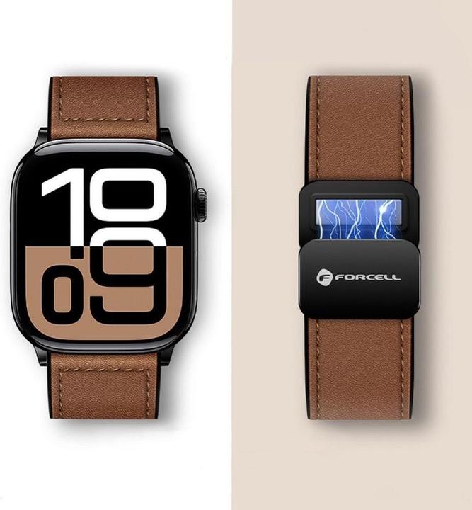 Produktbild Forcell Strap F-DESIGN FA21 eco leather strap for APPLE Watch 42 / 44 / 45 / 49 mm black (Silikon, Synthetisches Leder)