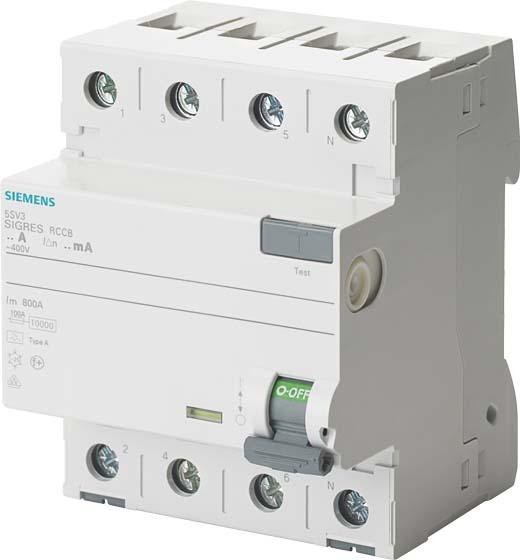 Image du produit Siemens RCCB Type A 25A 3+N-pole 30mA 400V 4mW