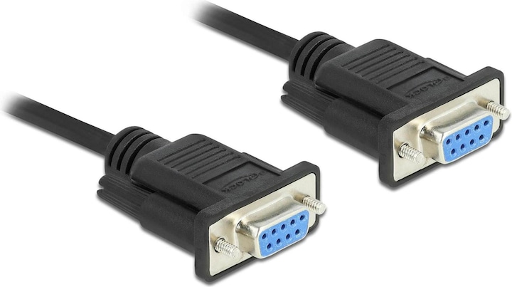 Produktbild Delock Seriell Kabel RS-232 D-Sub 9 Buchse zu Buchse Nullmodem mit schmalem Steckergehäuse (5 m)