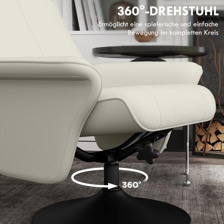 Produktbild Homcom Relaxsessel mit Fusshocker Polyester, Stahl Cremeweiss