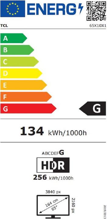 Energie-Label TCL 65X10 (65", QLED, 4K, 2020)