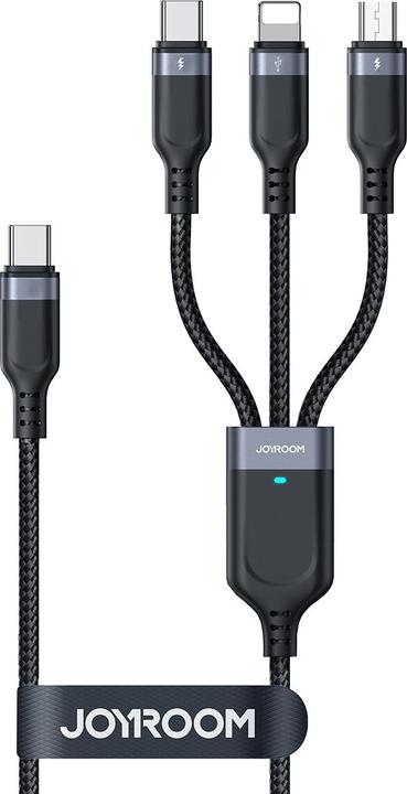 Image du produit Joyroom S-A18 Multi-Use Series 3.5A Type-C to Lightning+Type-C+Micro 3-in-1 Data Cable 0.3m-Black (0.30 m, USB 3.2 Gen 1)