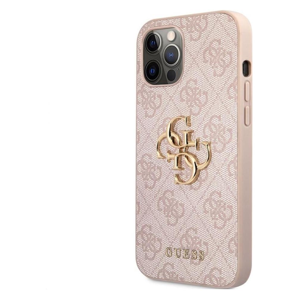 Guess Pu 4G Metalen Logovakje Voor IPhone 12 Pro Max Roze (Apple IPhone 12 Pro Max), Smartphonehoes, Roze