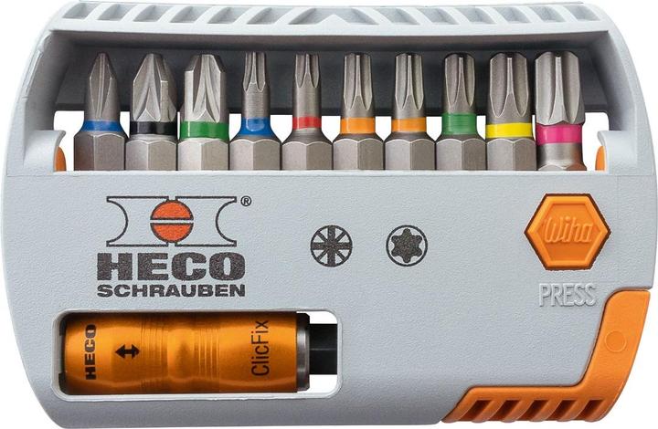Heco Bit-Selector HECO- und Pozi-Drive mit Farbkodierung 11-tlg. (Innensechsrund TX)