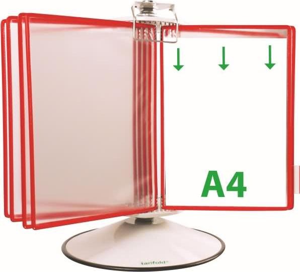Actual product image Tarifold Display board stand A4 grey metal with 40 display boards red