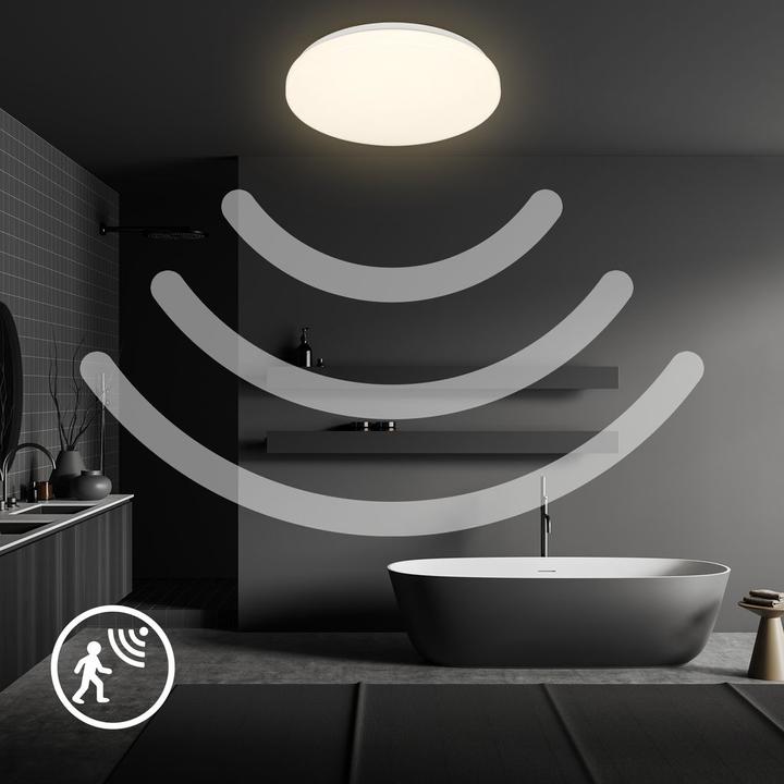 Produktbild B.K.Licht LED Deckenleuchte, Mikrowellensensor, white, LED/13W, IP54 (1300 lm)