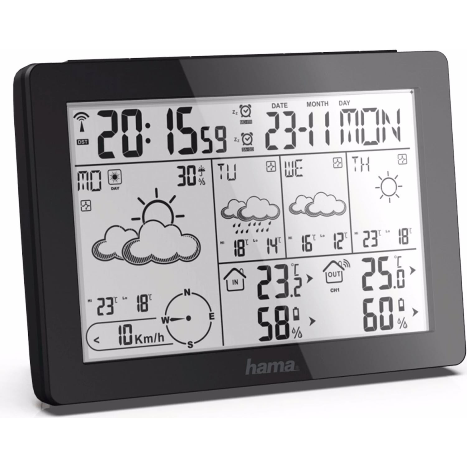 Hama Wettervorhersage-Center Meteotime, Wetterstation, Schwarz