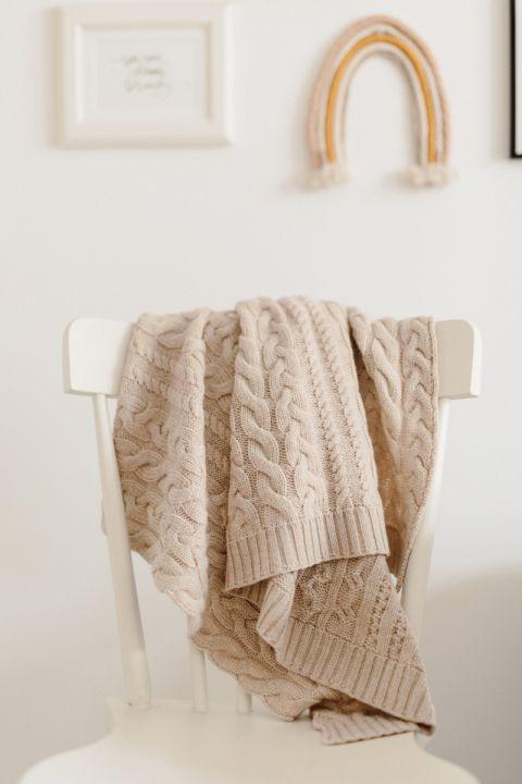 Immagine prodotto My memi Coperta per bambini in Merino - Intrecciato Beige (80 x 100 cm)