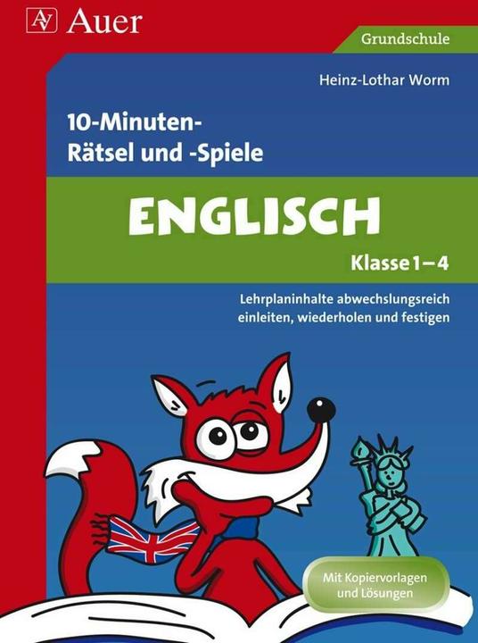 Produktbild 10-Minuten-Rätsel und -Spiele Englisch Klasse 1-4 (Deutsch, Heinz-Lothar Worm, 2013)