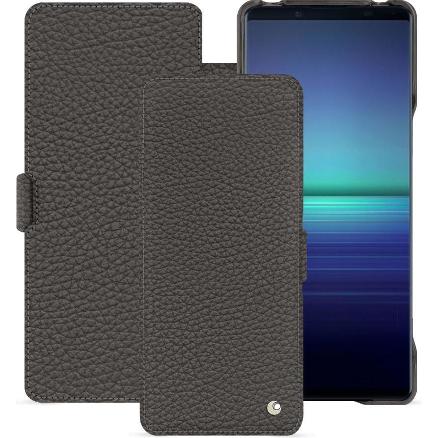 Noreve Lederschutzhülle horizontal (Sony Xperia 1 V), Smartphone Hülle, Grau