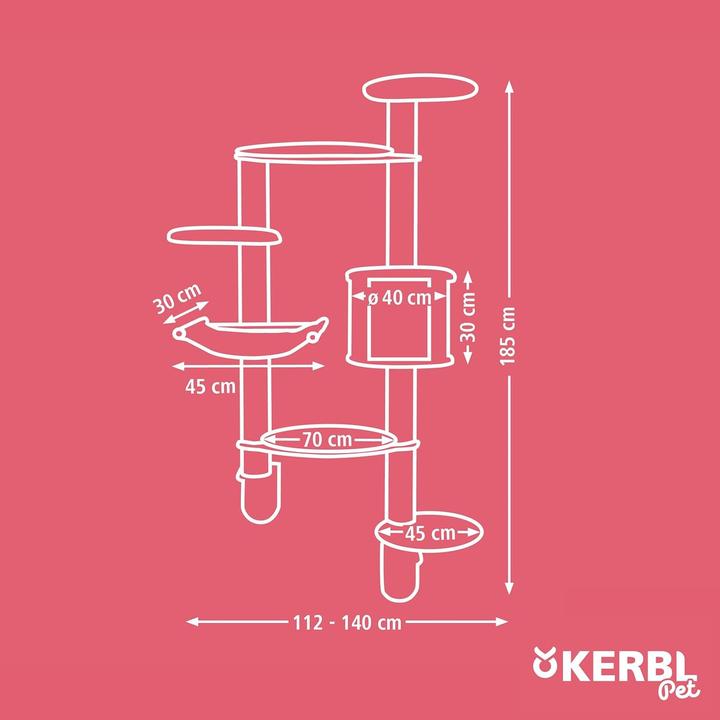 Actual product image Kerbl Wall scratching post Dolomit XL Tofana (185 cm, Grey)