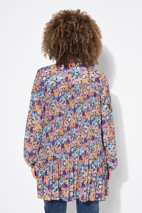 Produktbild Ulla Popken Plissee-Bluse, Blüten, A-Linie, Hemdkragen, Langarm (46, 48)