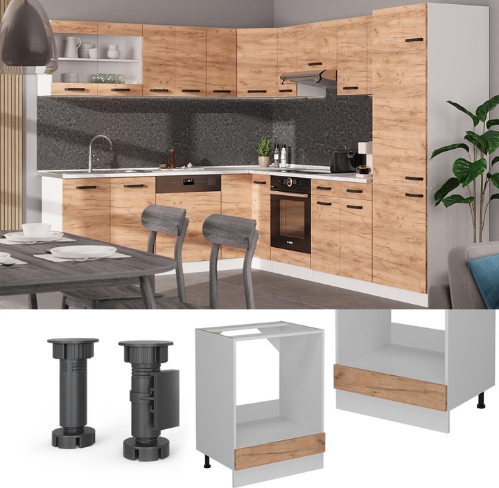 Image du produit Vicco Armoire encastrée pour cuisinière R-Line, Chêne doré/blanc, 60 cm AP Anthracite