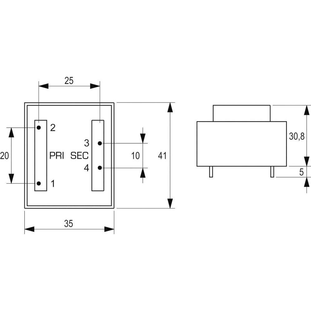 Thumbnail - Block Transformator PCB 3,2VA 1x24V, Transformator