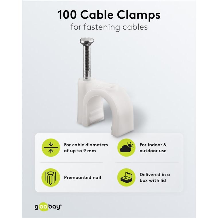 Thumbnail - Goobay, Kabelhalter, Kabelschelle, weiss max. Kabeldurchmesser : 9,0 mm