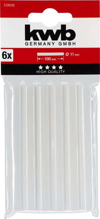 Produktbild kwb Heissklebesticks, transparent, 6 Stück Profi Klebepatronen