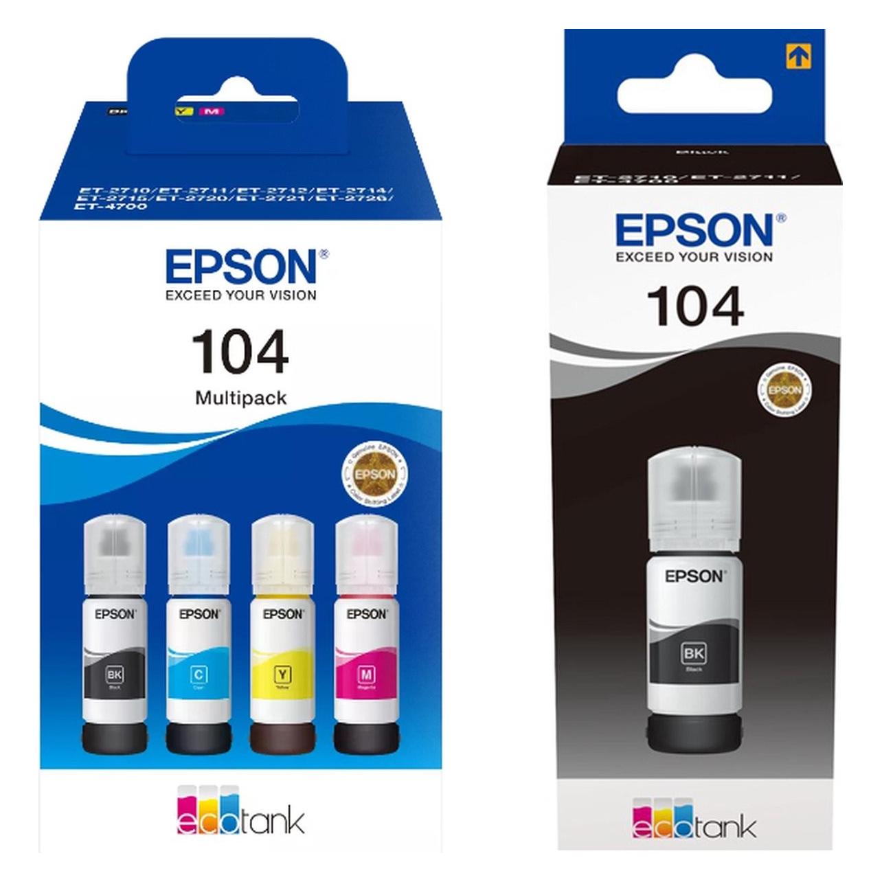 Epson, Inkt, 104 - Inktcartridge - Multipack + Zwart (Epst 104 Multi)