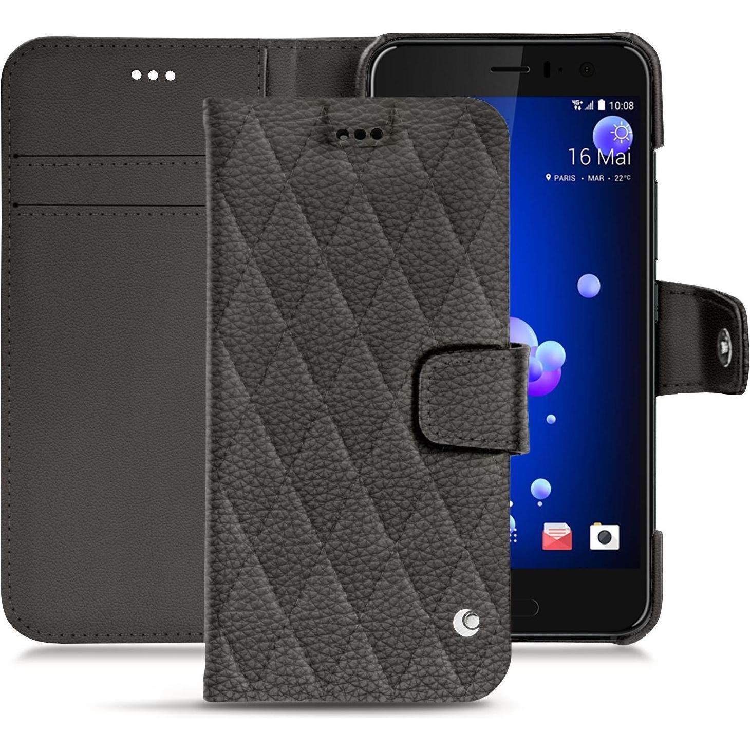 Noreve Lederschutzhülle Wallet (HTC U11), Smartphone Hülle, Grau