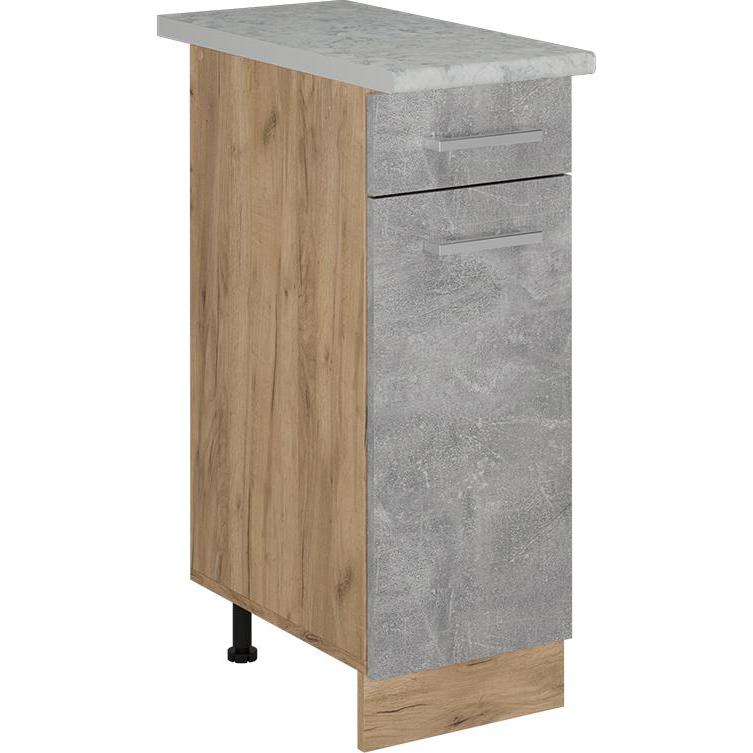 Vicco, Regal, Küchenunterschrank R-Line, Beton/Goldkraft Eiche, 30 cm AP Marmor