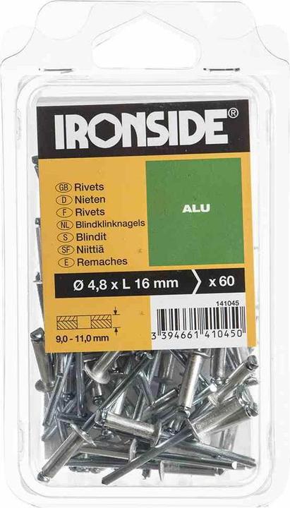 Produktbild Ironside Blindnieten 4,8 x 16 mm Aluminium, Verpackungsinhalt: 60 Stück