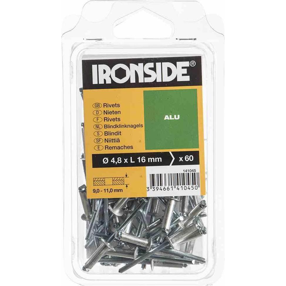 Ironside, Nieten, Blindnieten 4,8 x 16 mm Aluminium, Verpackungsinhalt: 60 Stück