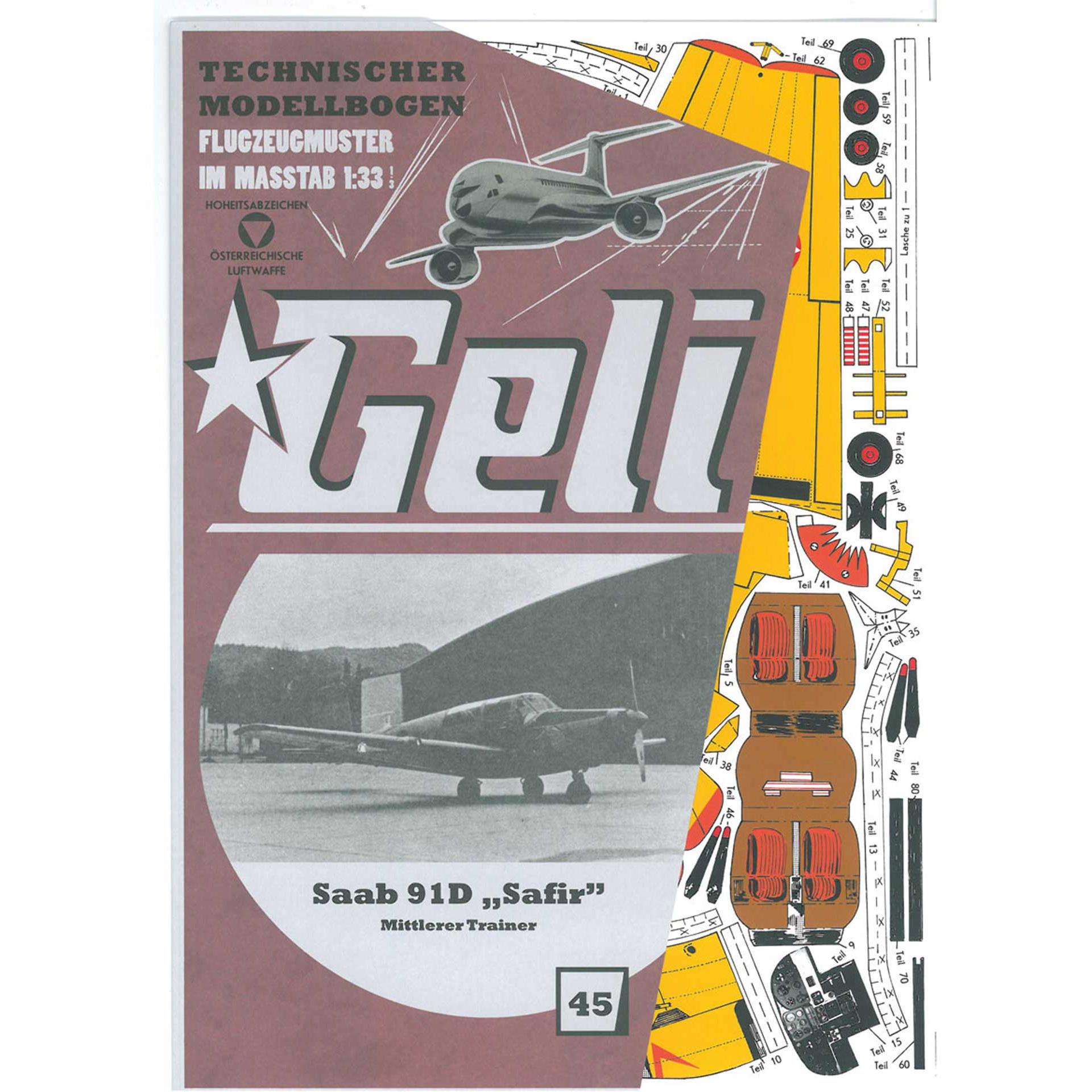 Geli saab saphir kartonmodell